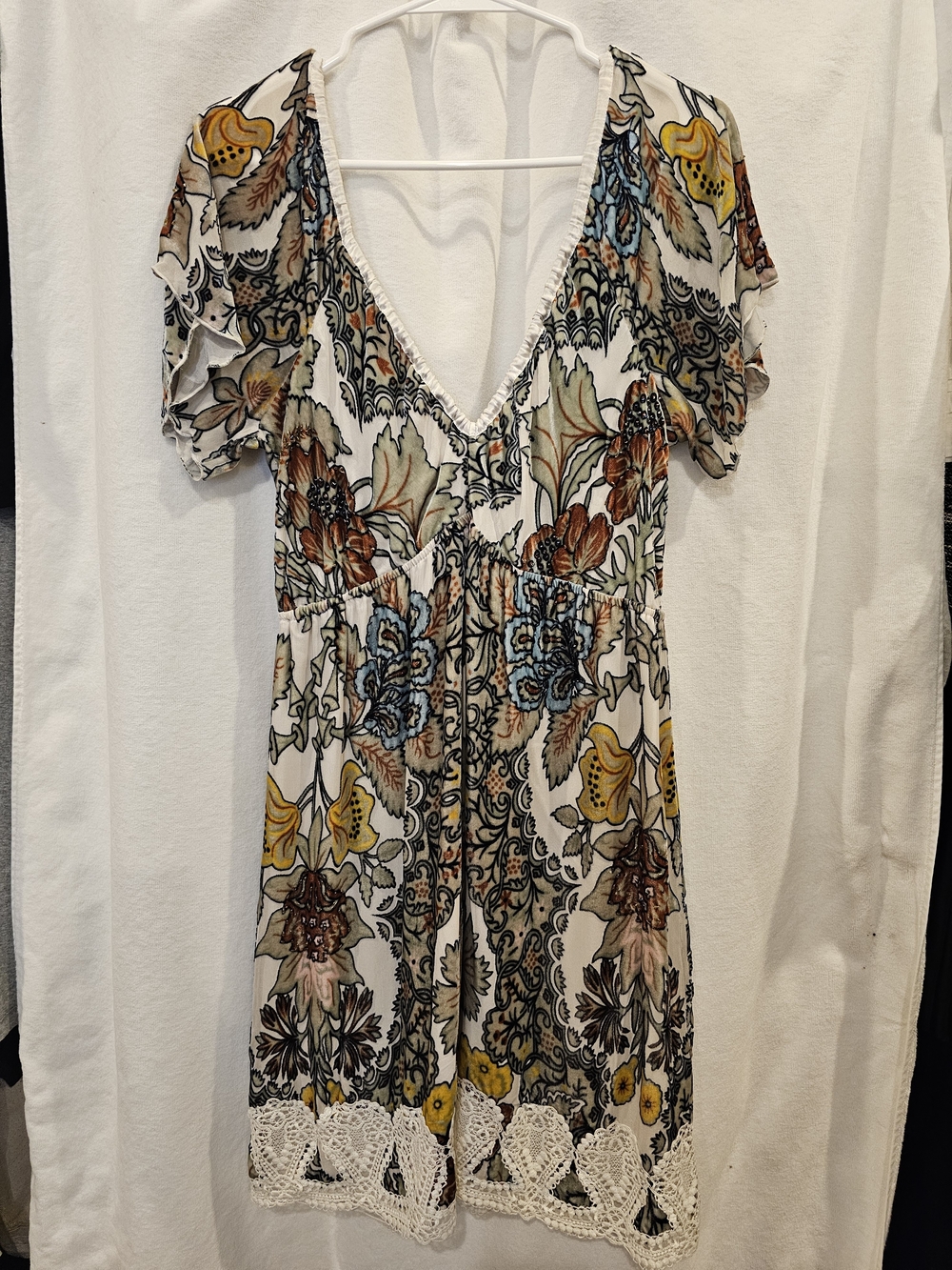 Hale Bob Velvet Floral Boho Dress Size M